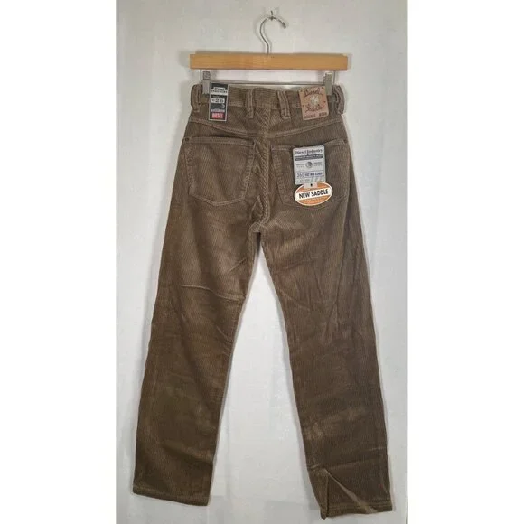 RARE 90s DIESEL Silver Saddle Mens Size 26 Tan Fat Cord Jean NOS with Tags Italy
